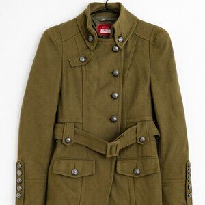 Esprit EDC Women’s M Wool Military Trench Coat Army Green Tailored Jacket